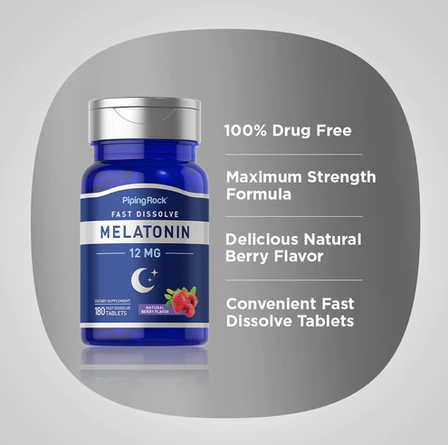 PipingRock Melatonin 12 mg 180 tablets