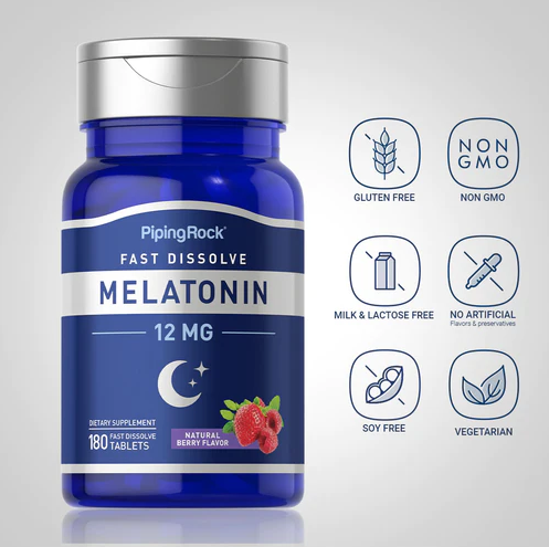 PipingRock Melatonin, 12 mg, 180 tabletten