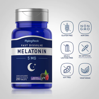 PipingRock Melatonin 5 mg 200 Tabletten