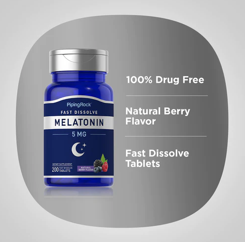 PipingRock Melatonin 5 mg 200 Tabletten